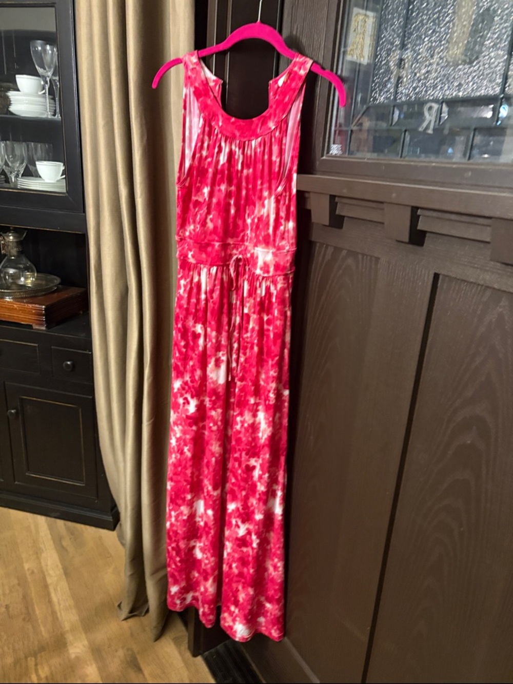 Calvin Klein Pink Red Tie-Dye Maxi Dress